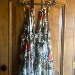Free People Cotton Maxi Dress Floral and Jungle Print